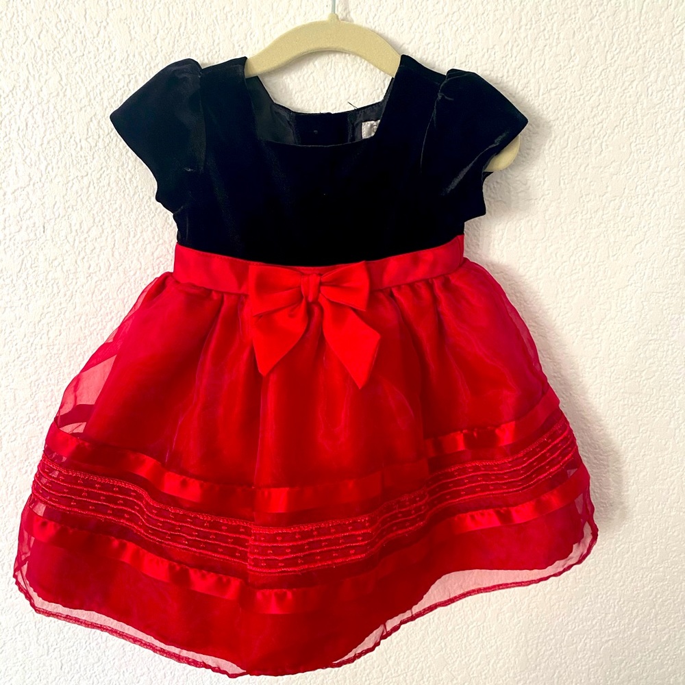 Black Velvet & Red Holiday Dress